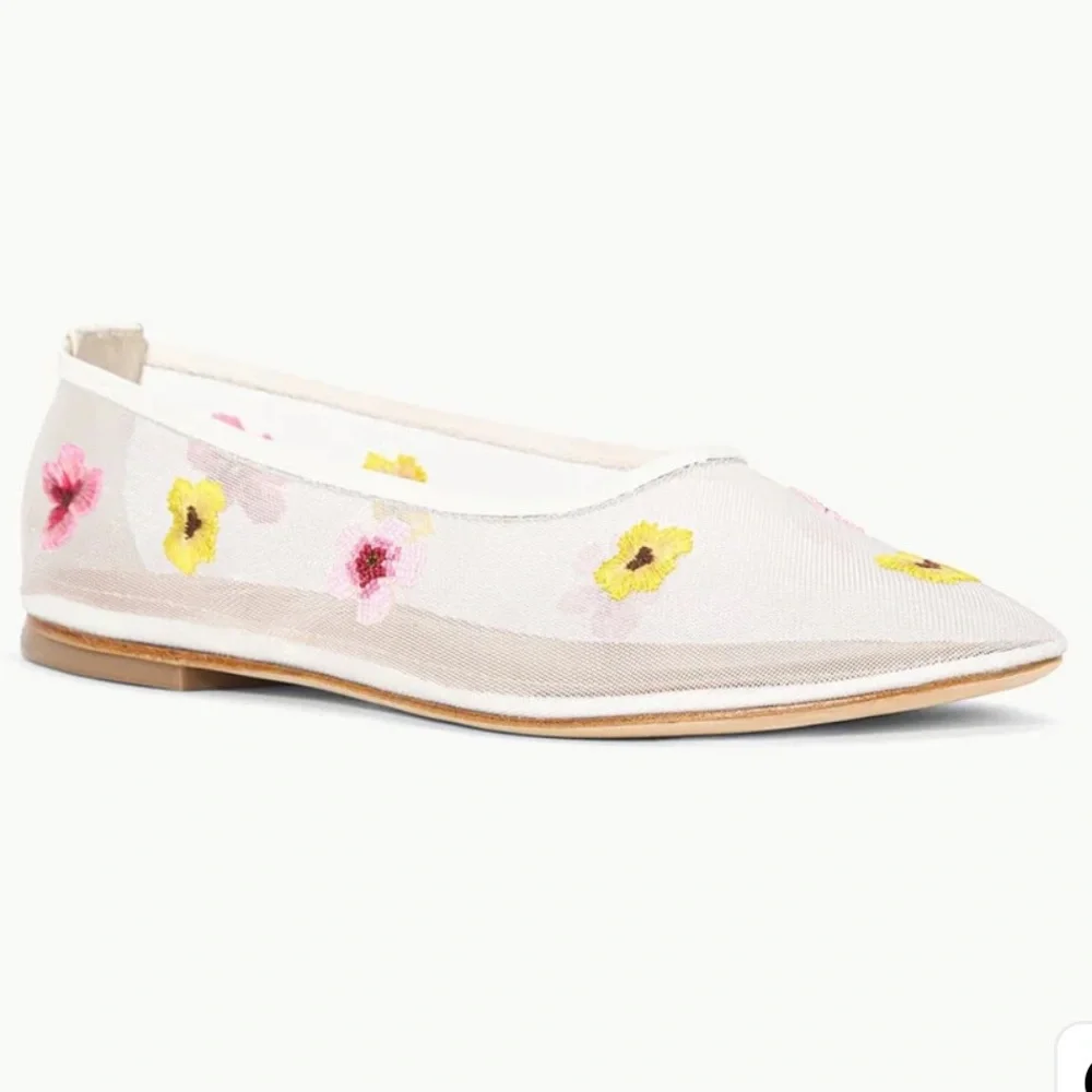 STAUD ALBA BALLET FLAT floral MESH Leather Trim Minimalist Design EU 36.5 new - Picture 2 of 11